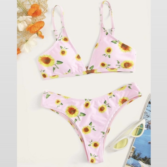 Urban Outfitters Other - LAST SET Pale Pink + Sunflower High Waist Bikini